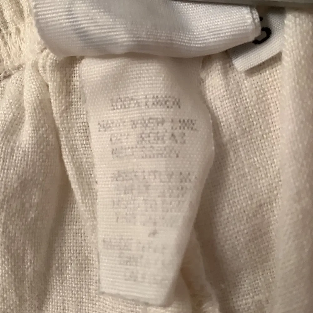Christine Damien Linen White Cropped Pants Size S